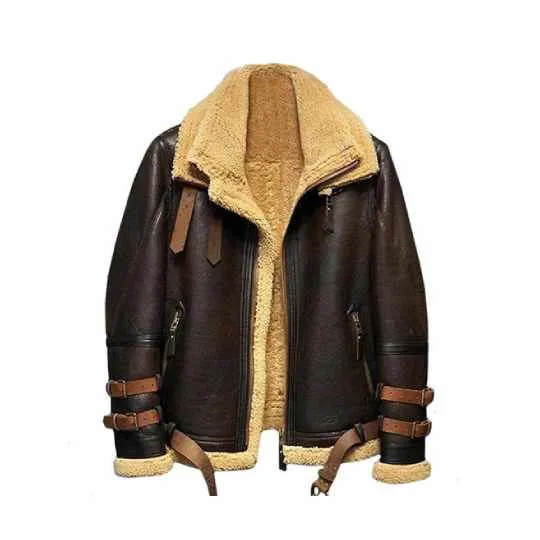 B3 Flight Sheepskin Aviator Fur Leather Jacket