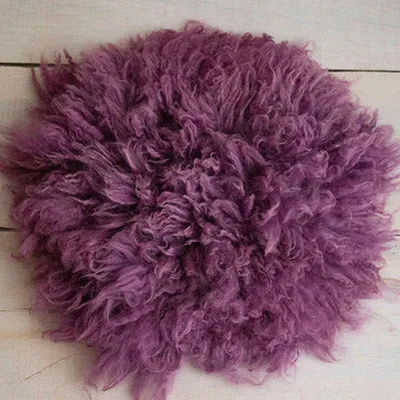 Babymoon (60CM) Round Wool Flokati Fur Blanket Photoshoot Props - Purple