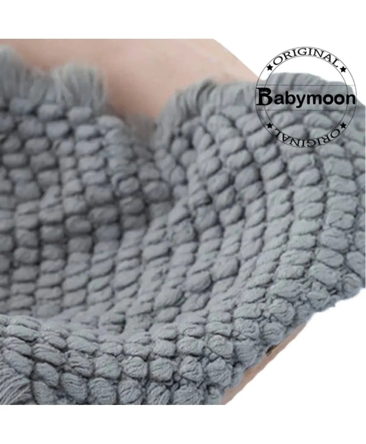 Babymoon Fringe Bubble Layer Basket Filler Baby Photography Blanket | Grey