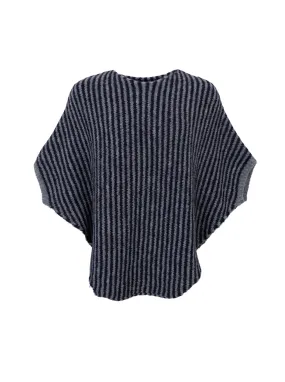 BCPELLA stripe poncho - Navy/ Grey