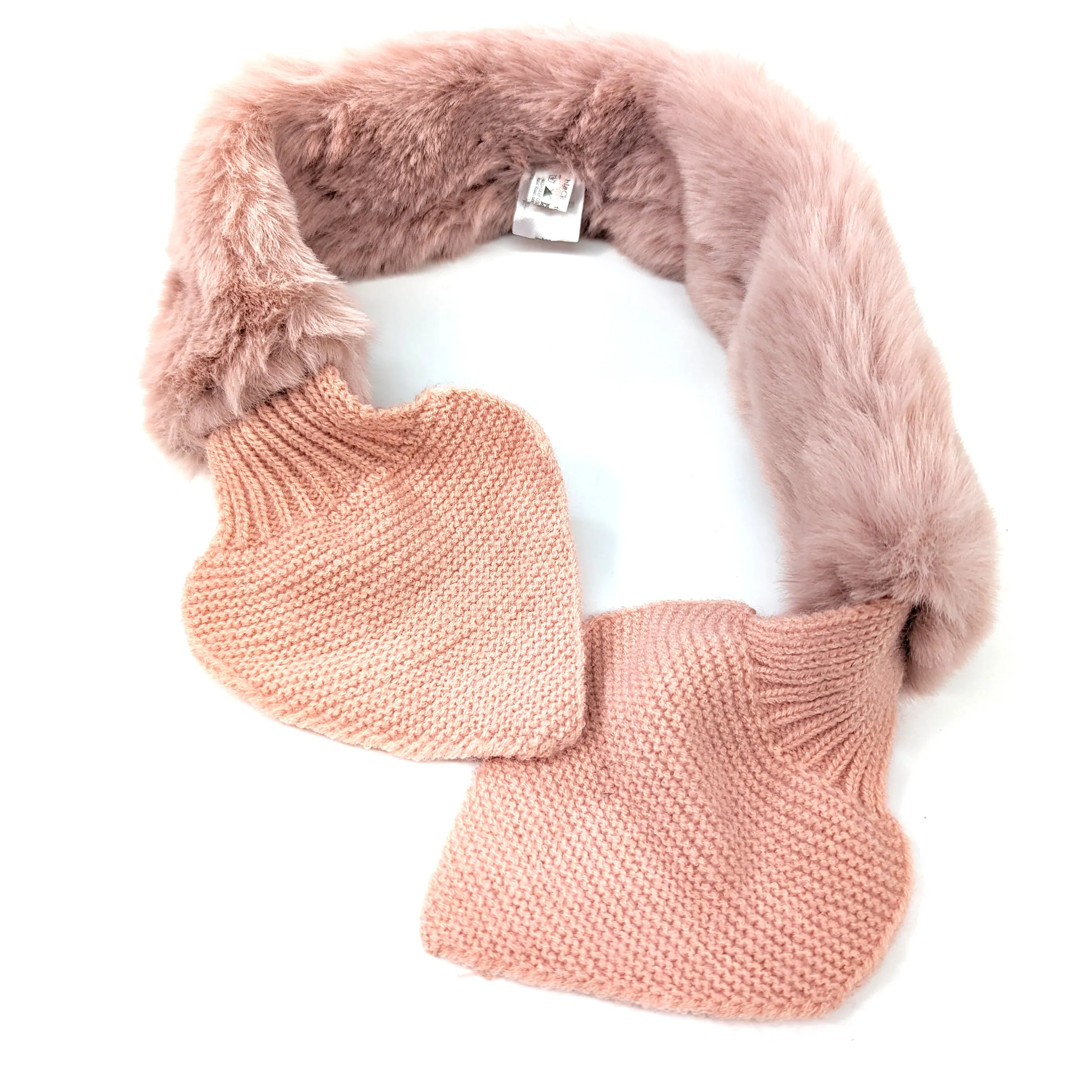 Bela Bela - Knitted Tie Fur Faux Collar - Dusky Pink