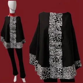 Black and White Ankara Print Poncho