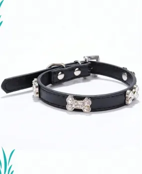 Black Crystal Bone Pet Dog Collar