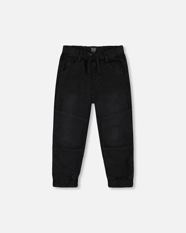 Black Denim French Terry Joggers