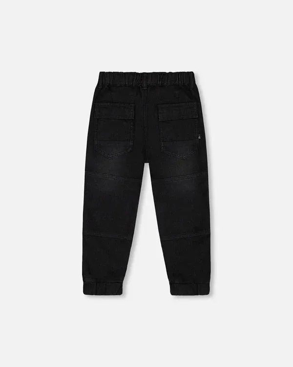 Black Denim French Terry Joggers