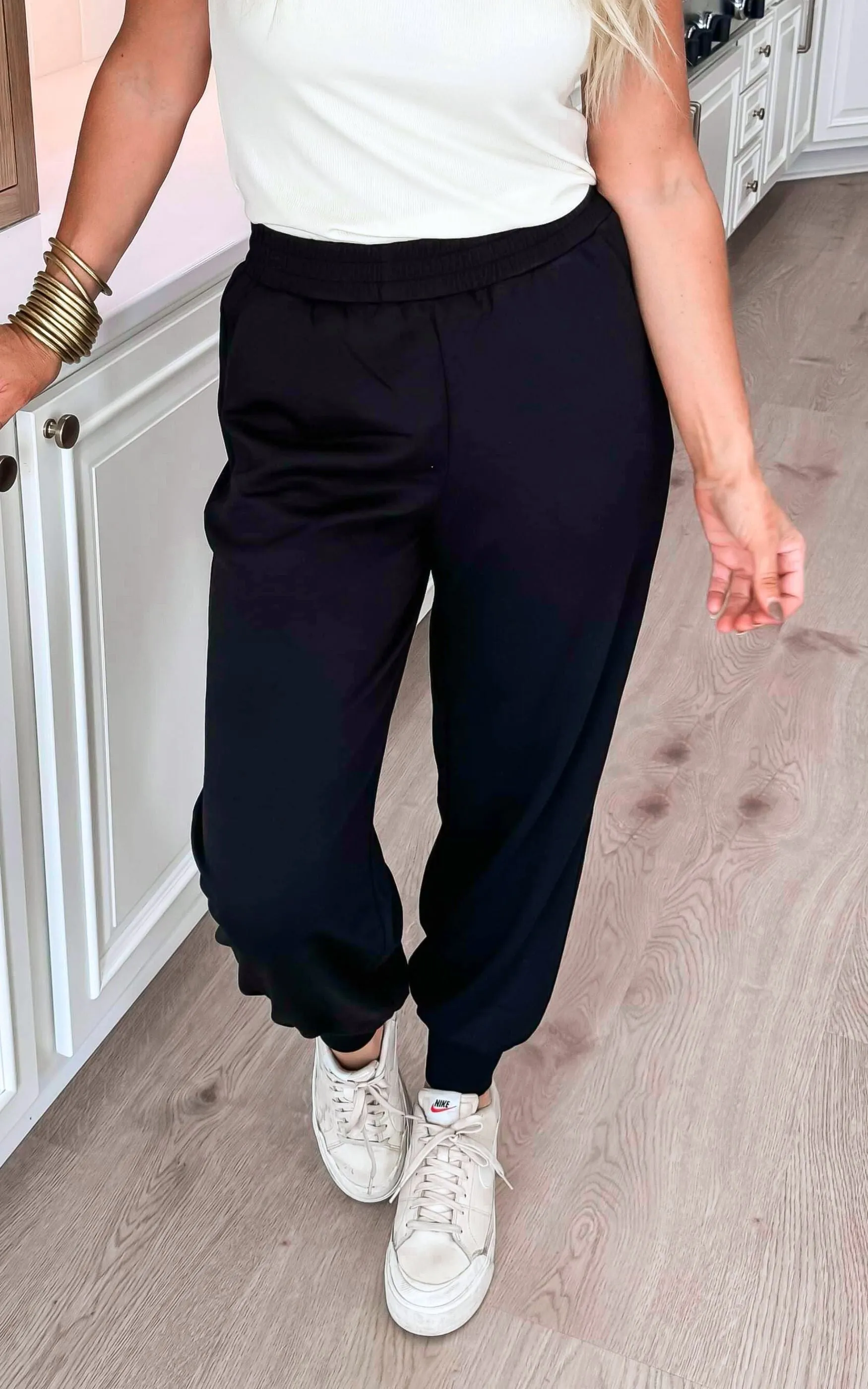 Black High Waisted Solid Knit Jogger - Final Sale