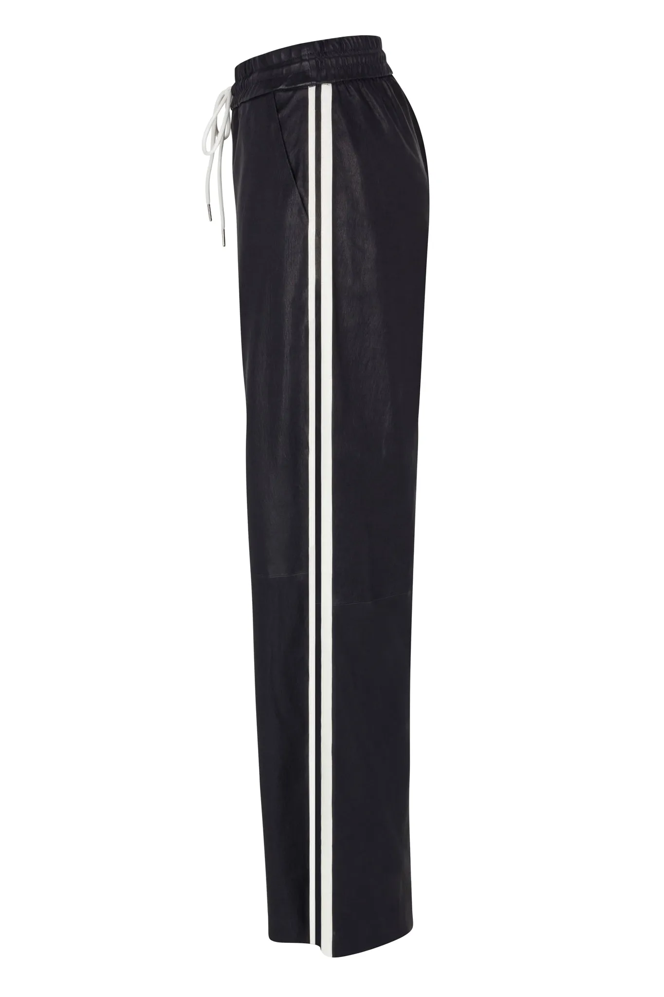 Black Leather Baggy Athletic Pants