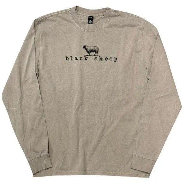 Black Sheep OG Logo Heavy Weight Faded Long Sleeve Tee Vintage Khaki