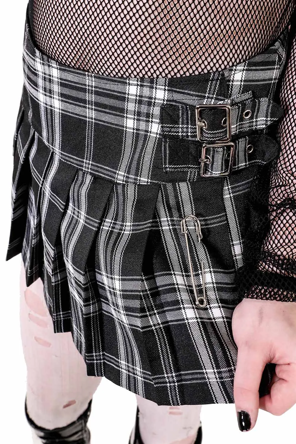 Black/White Plaid World's End Mini Skirt