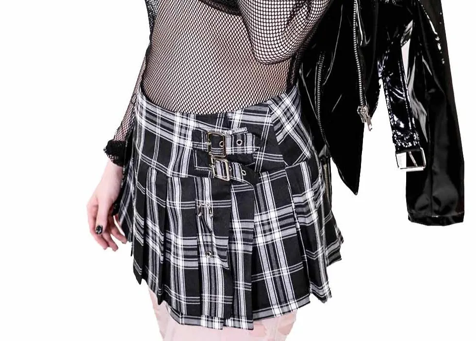 Black/White Plaid World's End Mini Skirt