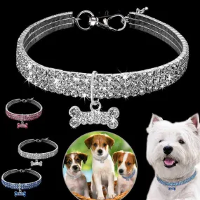 Bling Rhinestone Dog Collar For Small Medium Dogs