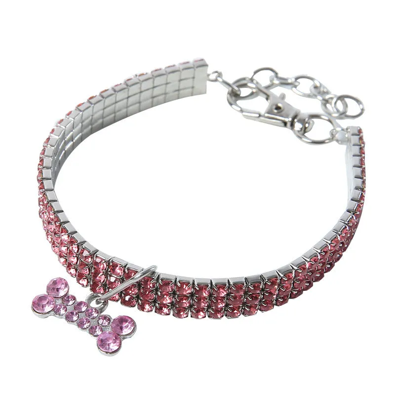 Bling Rhinestone Dog Collar For Small Medium Dogs