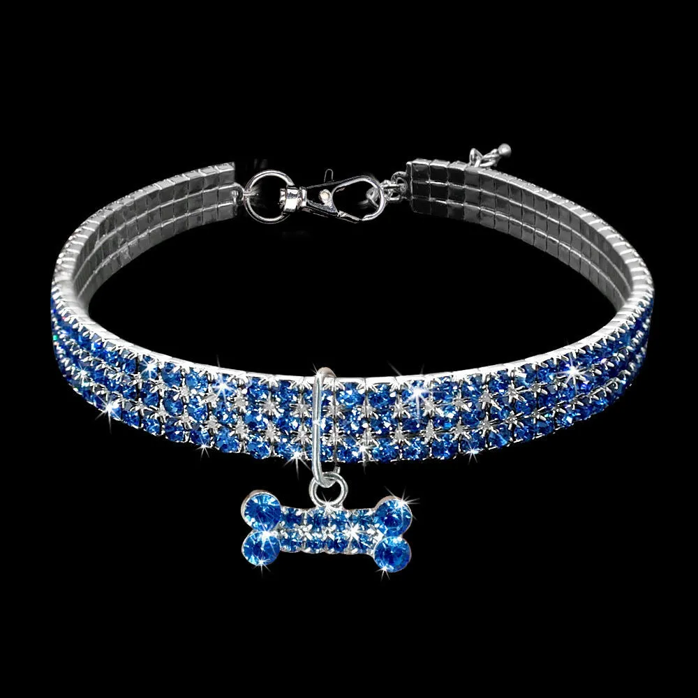 Bling Rhinestone Dog Collar For Small Medium Dogs