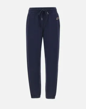 Blue Cotton Jogger Trousers for Women