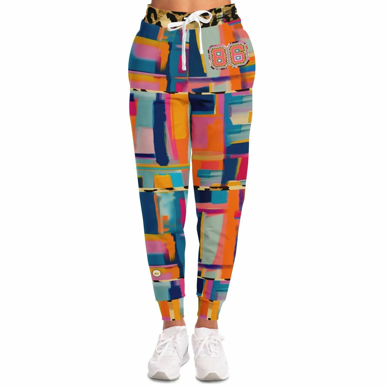 Blue Dragonfly Colorblock Patchwork Eco-Poly Unisex Joggers