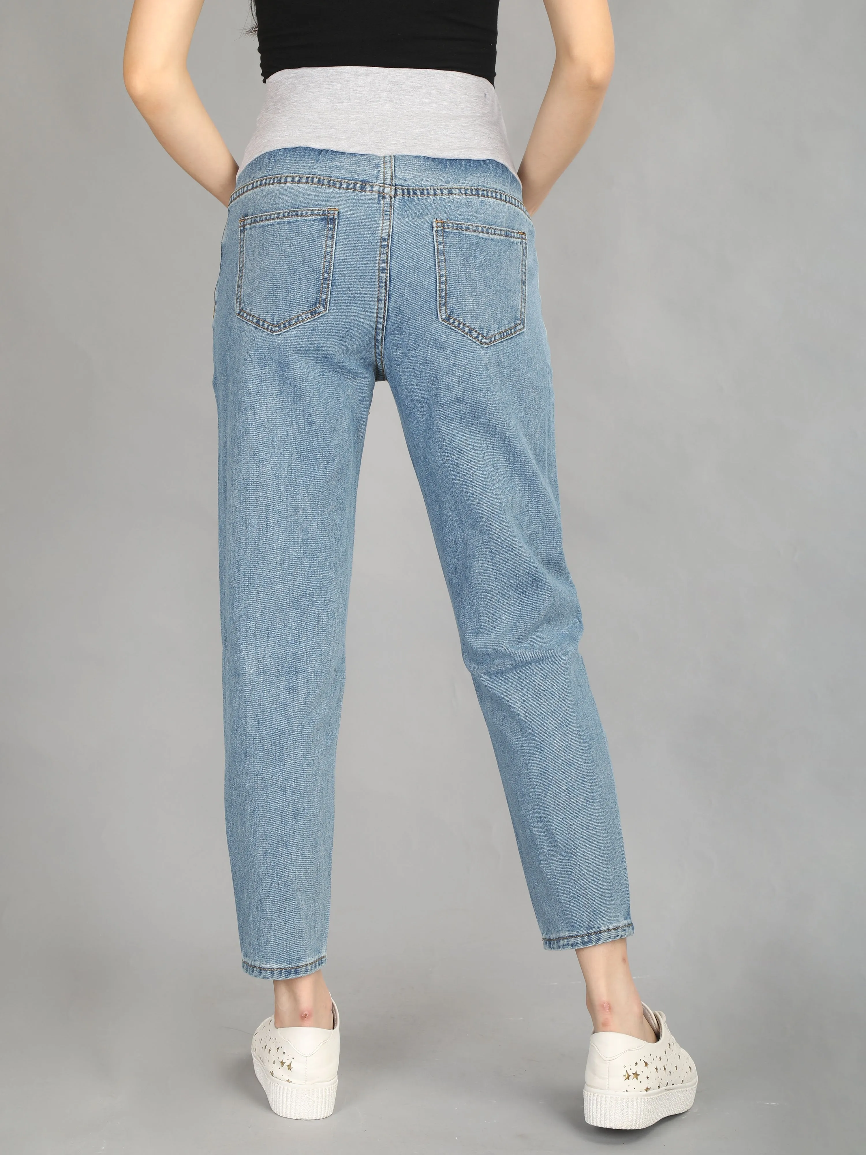 Blue Joggers Style Denims with Belly Support