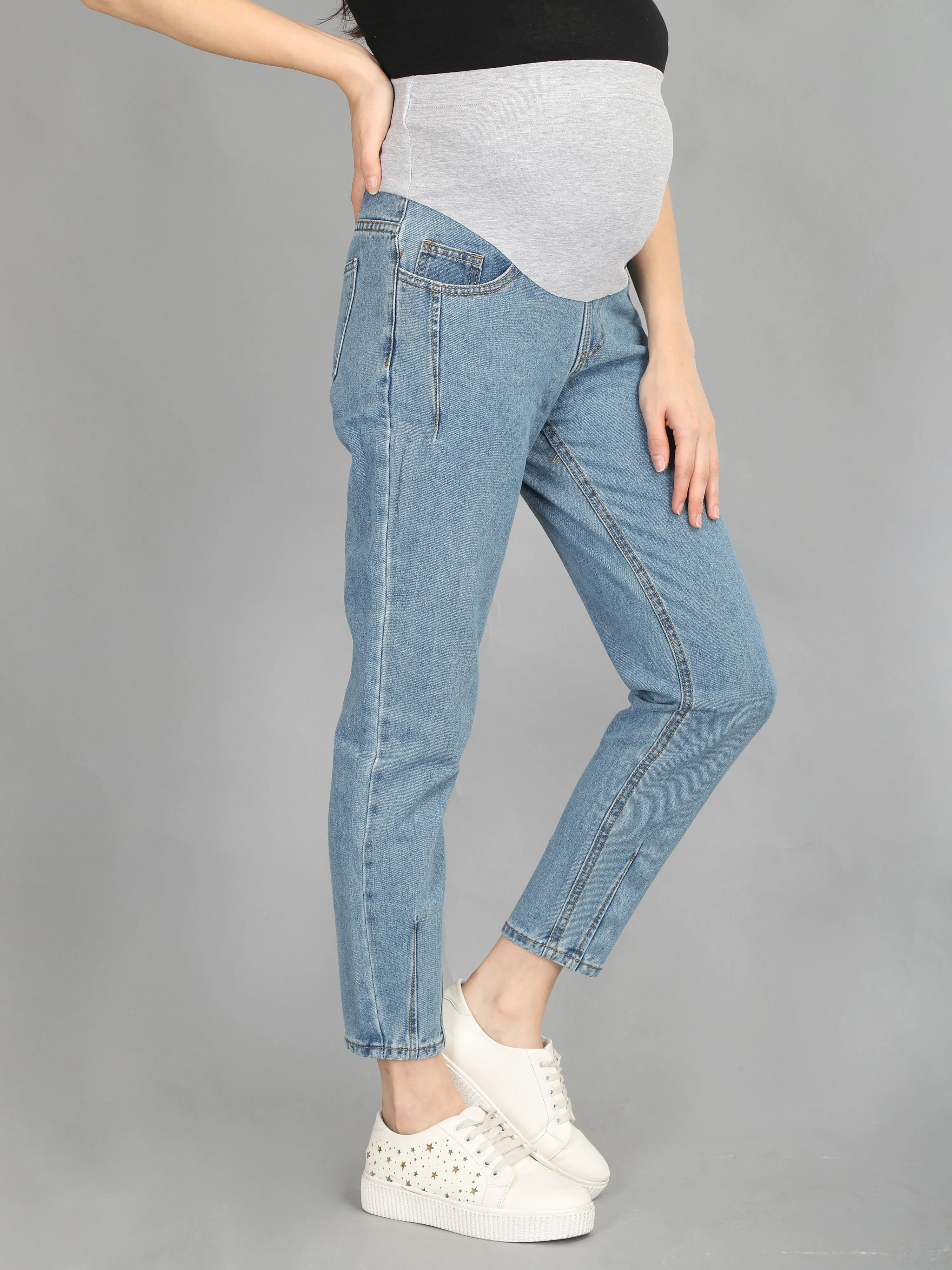 Blue Joggers Style Denims with Belly Support