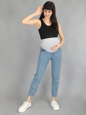 Blue Joggers Style Denims with Belly Support