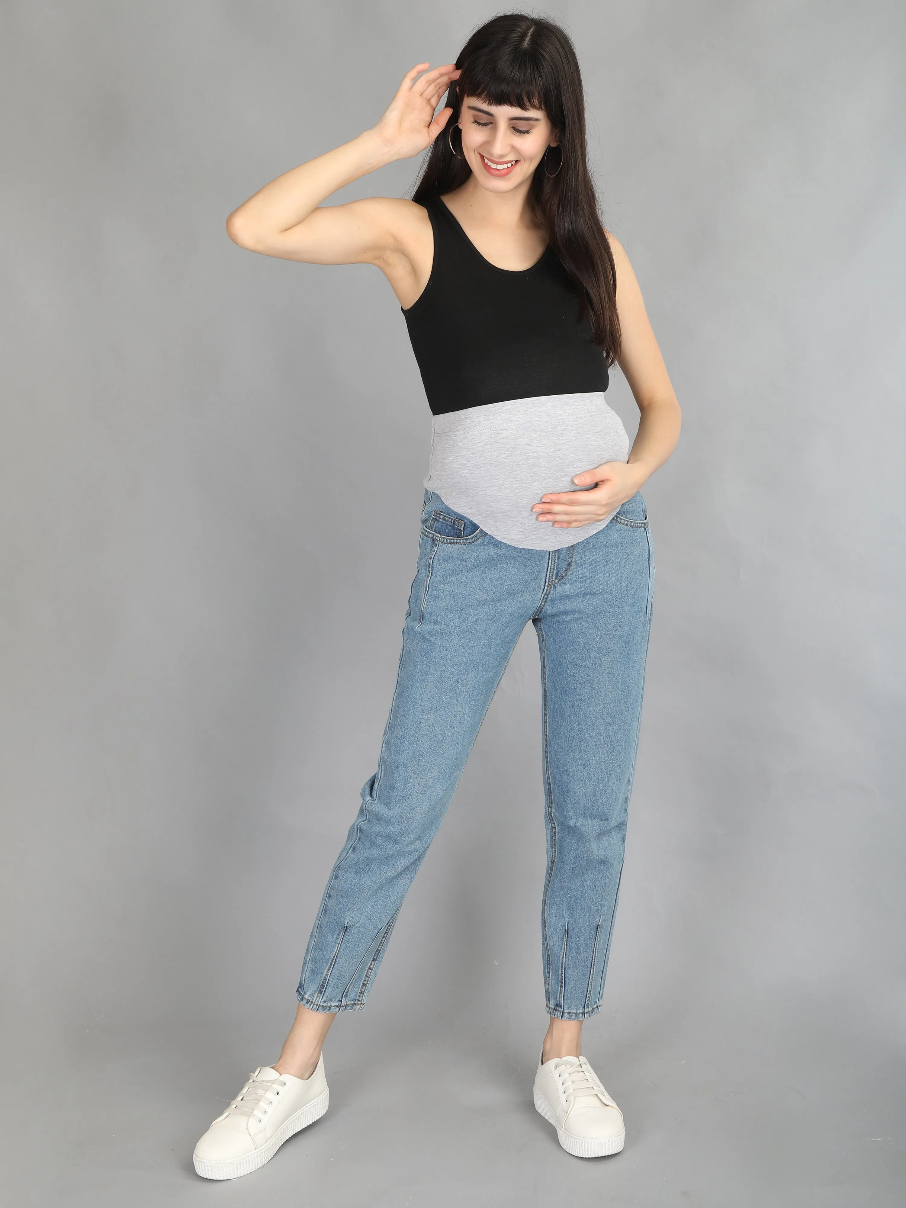 Blue Joggers Style Denims with Belly Support