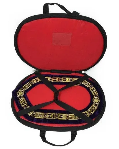 Blue Lodge Square Compass Chain Collar - Gold/Silver on Blue   Free Case