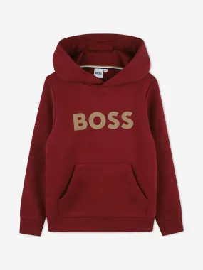 BOSS Boys Logo Hoodie in Red