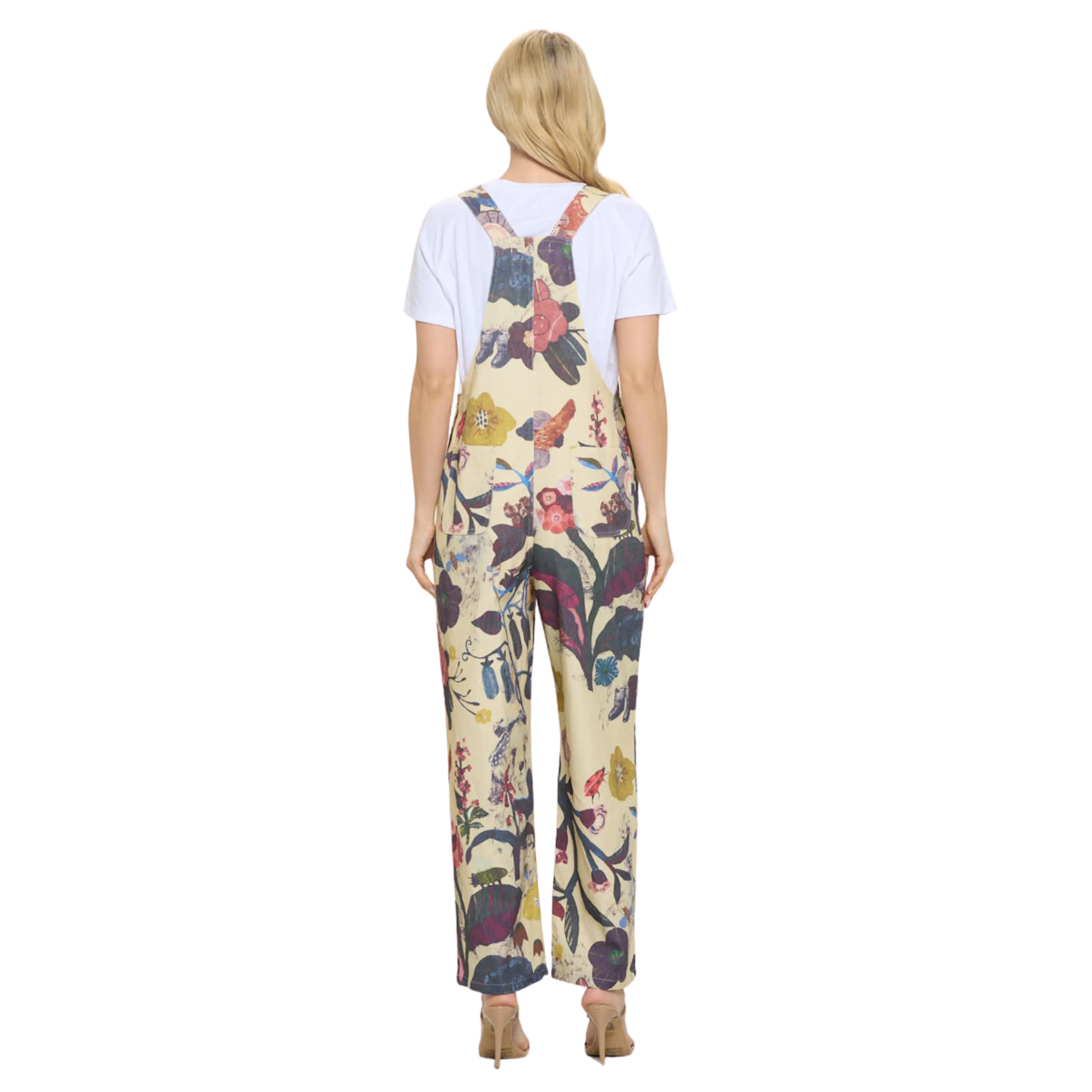 Botanical Floral Print Overall Beige