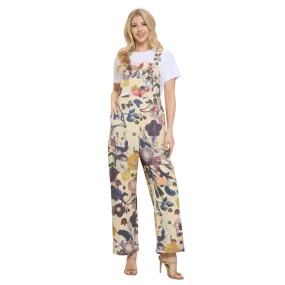 Botanical Floral Print Overall Beige