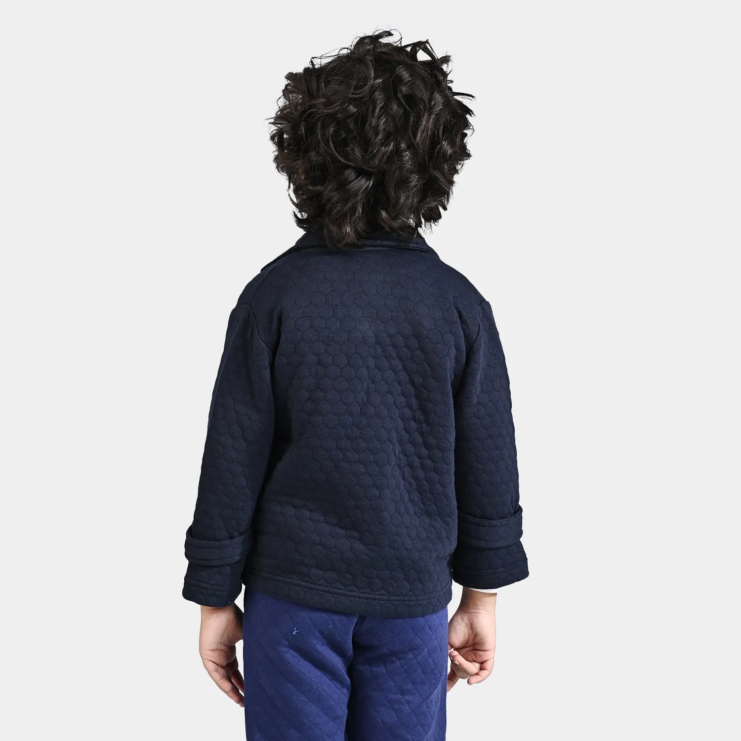 Boys Knitted Quilted Coat-Navy Blue