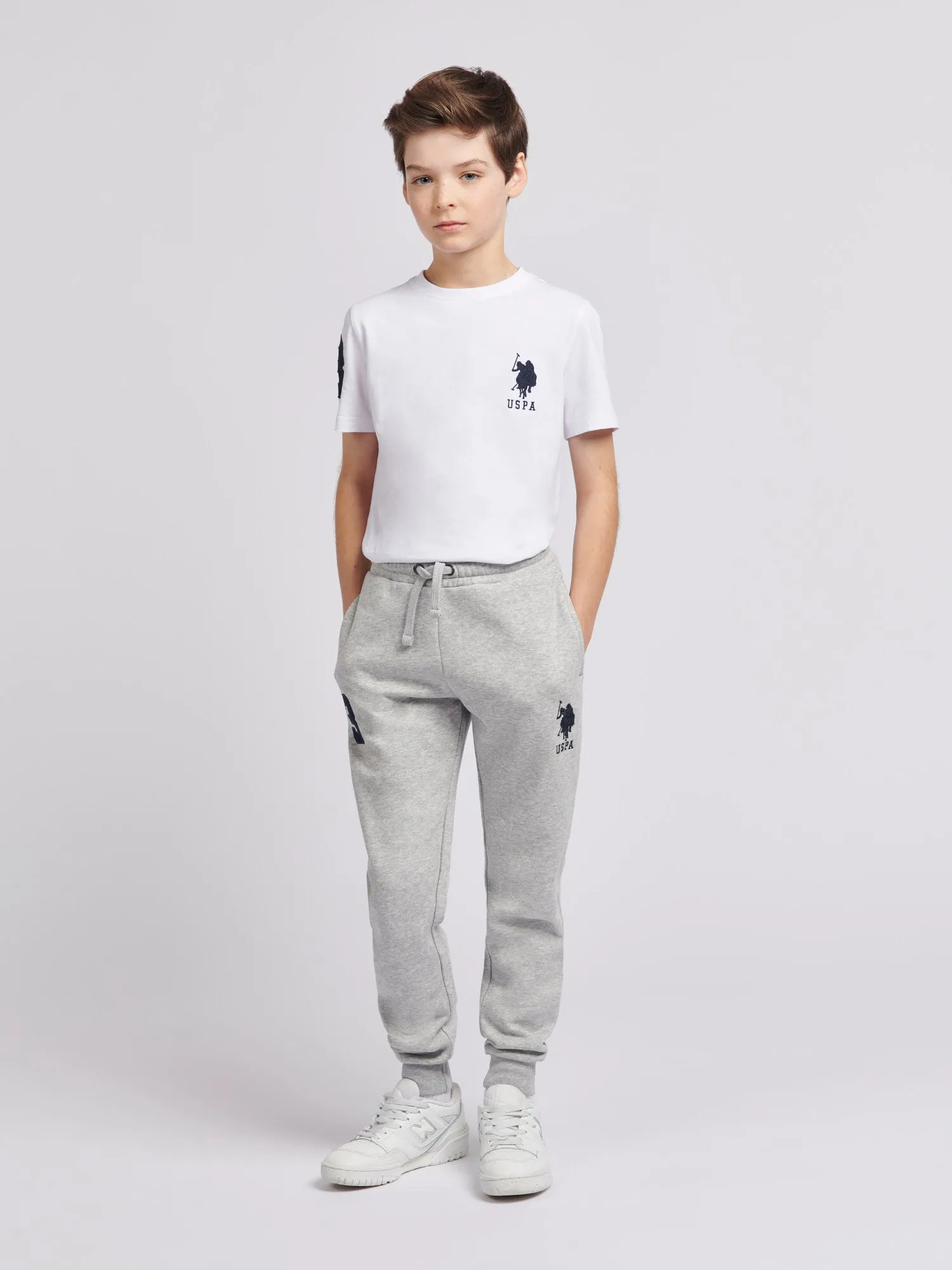 Boys Player 3 Joggers in Mid Grey Marl