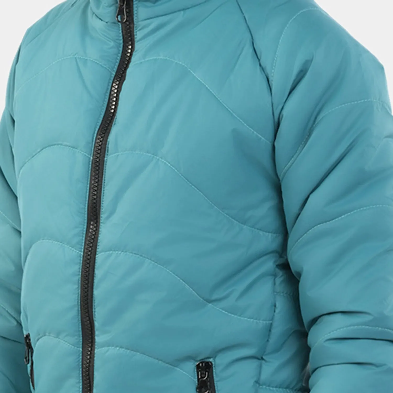 Boys Taffeta Quilted Jacket Chevron-Teal