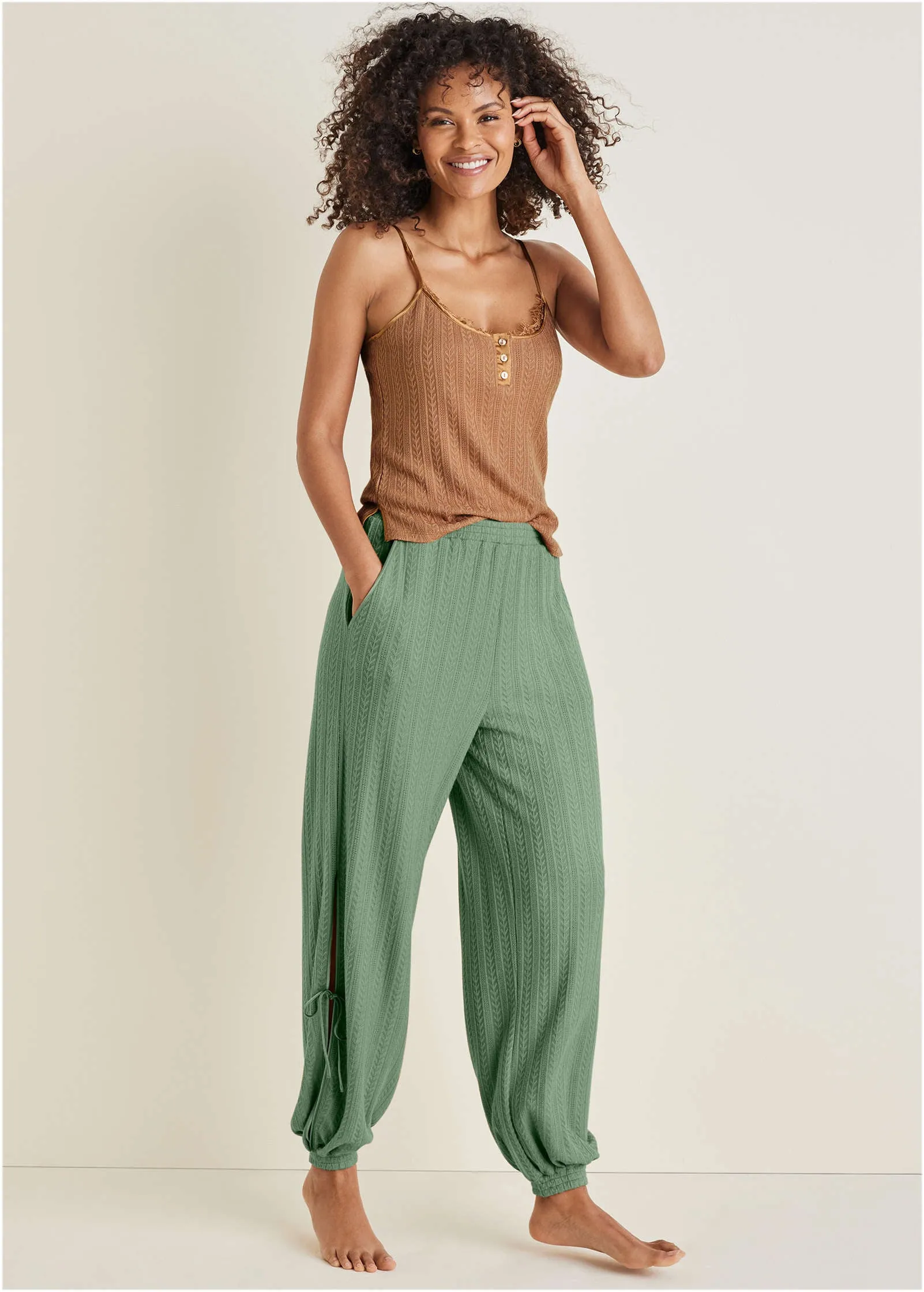 Brunch Knit Joggers - Basil