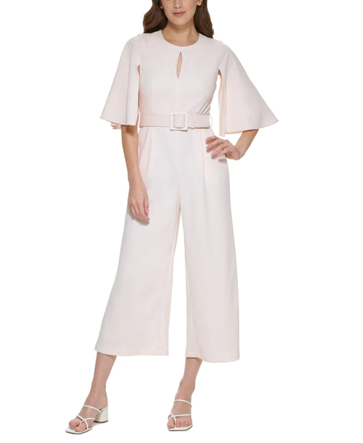 CALVIN KLEIN - Belted Cropped Jumpsuit