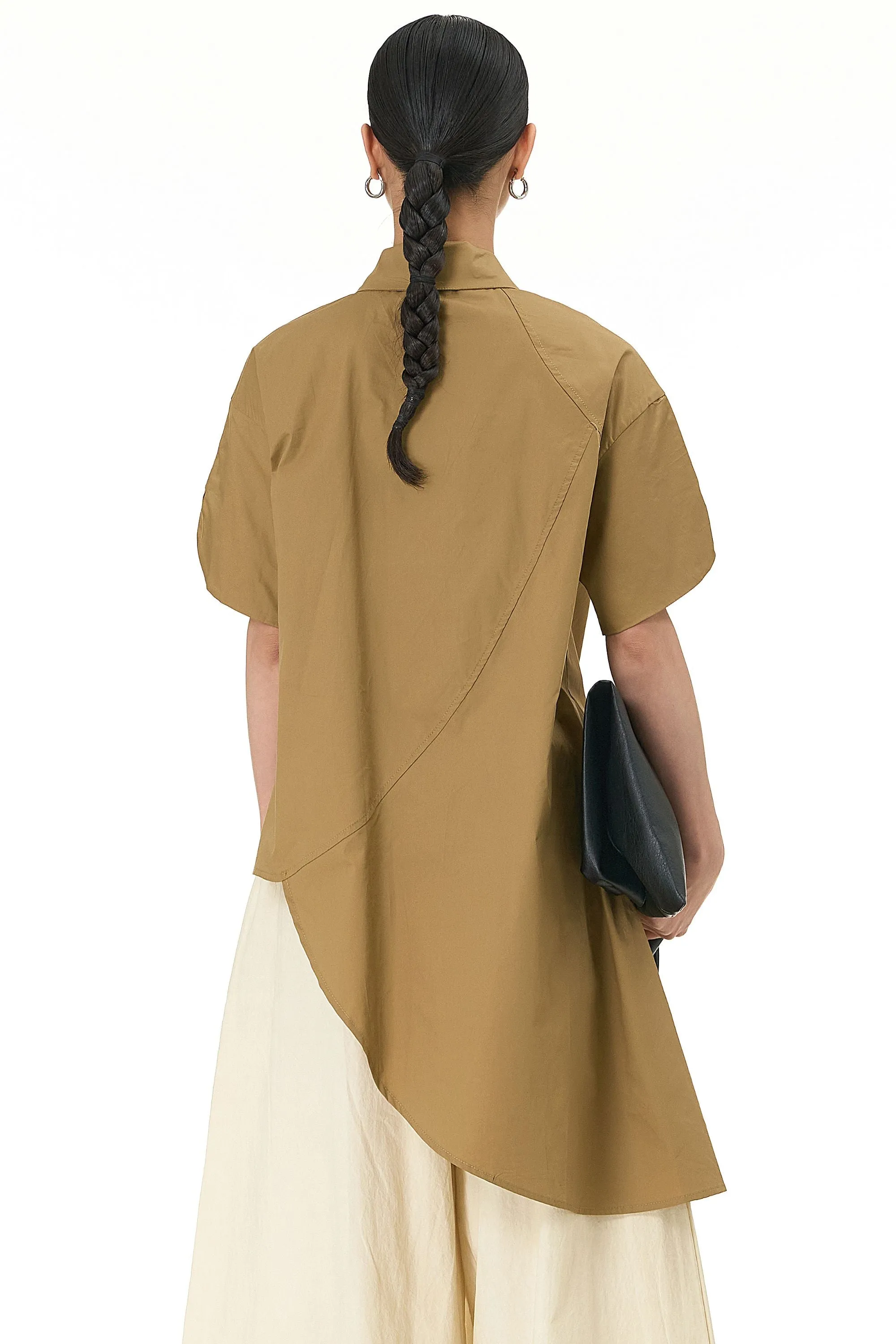 Caramel Asymmetrical Oversized Shirt