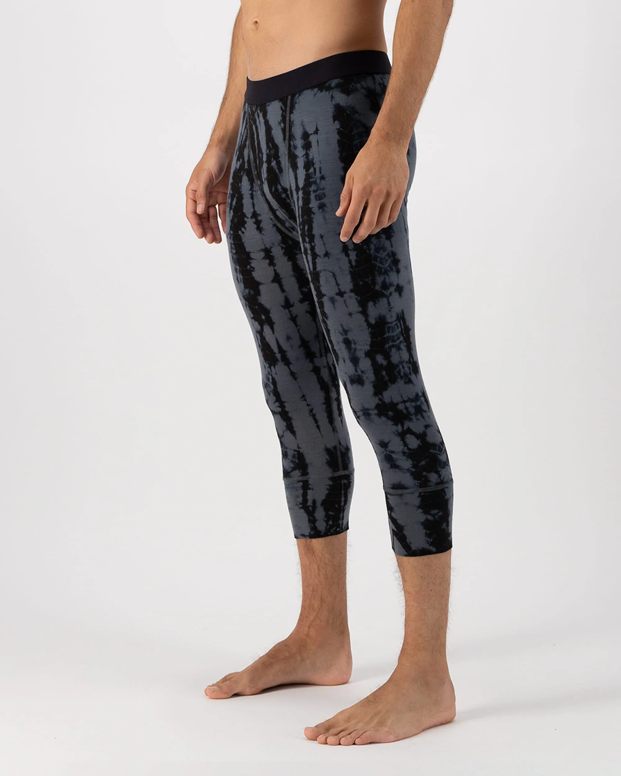 Cascade Merino Base Layer 3/4 Legging - Grey Tie Dye