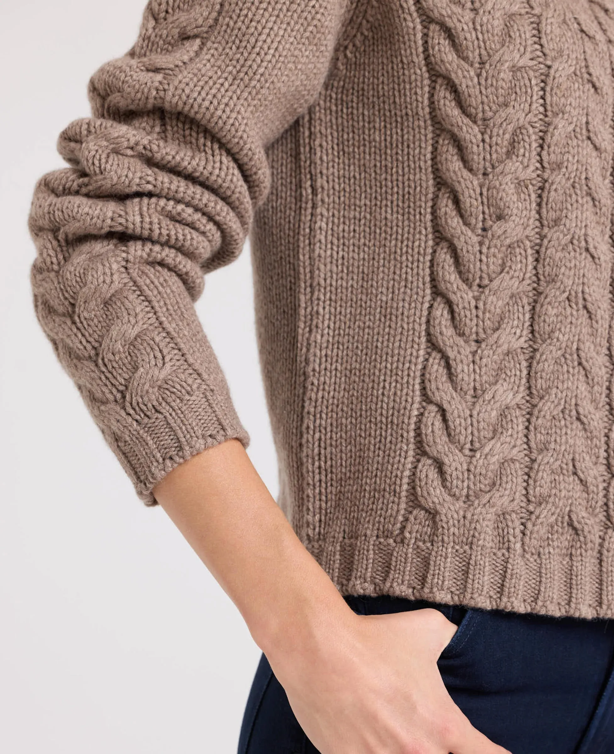 Cashmere Blend Cable Crew Neck Jumper