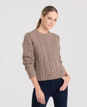 Cashmere Blend Cable Crew Neck Jumper