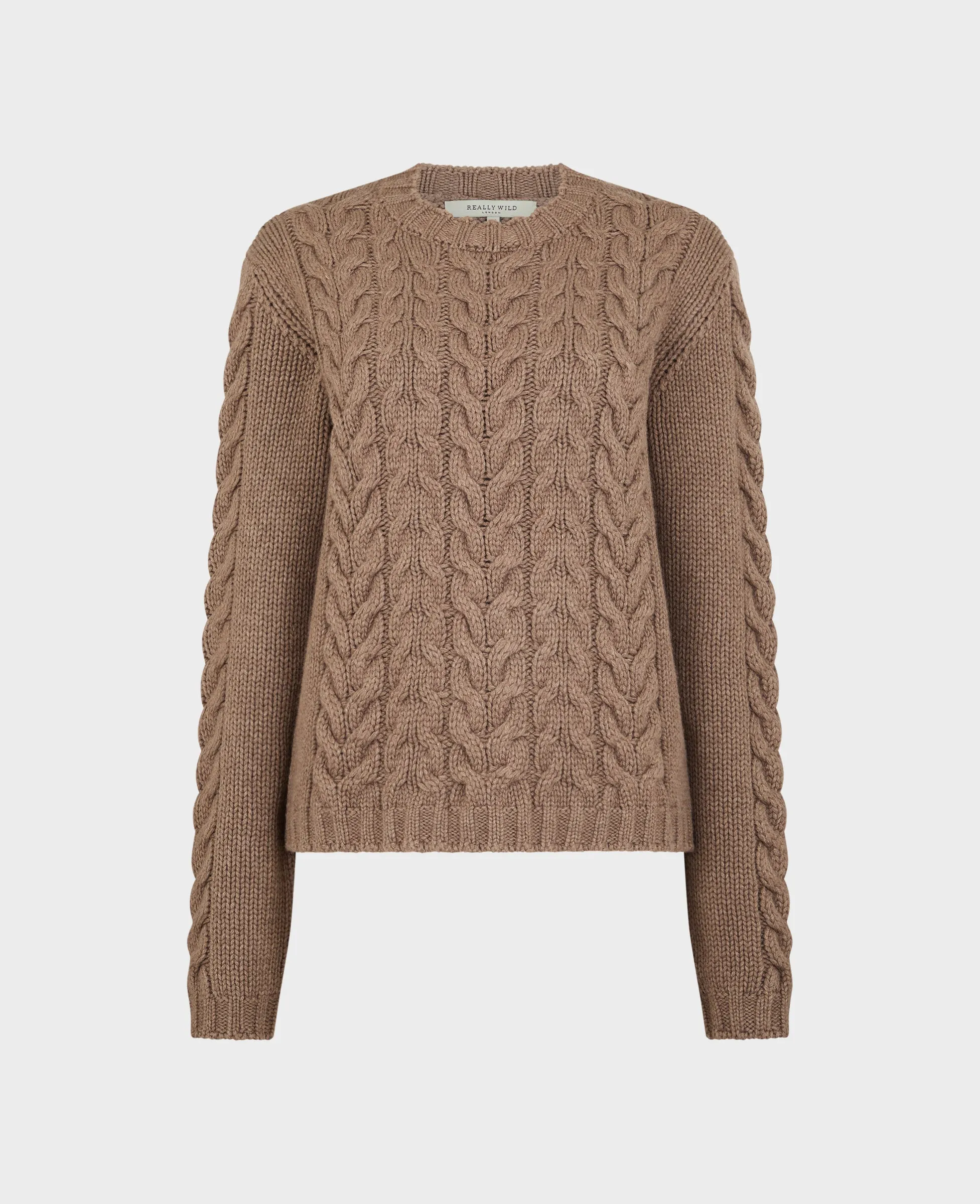 Cashmere Blend Cable Crew Neck Jumper