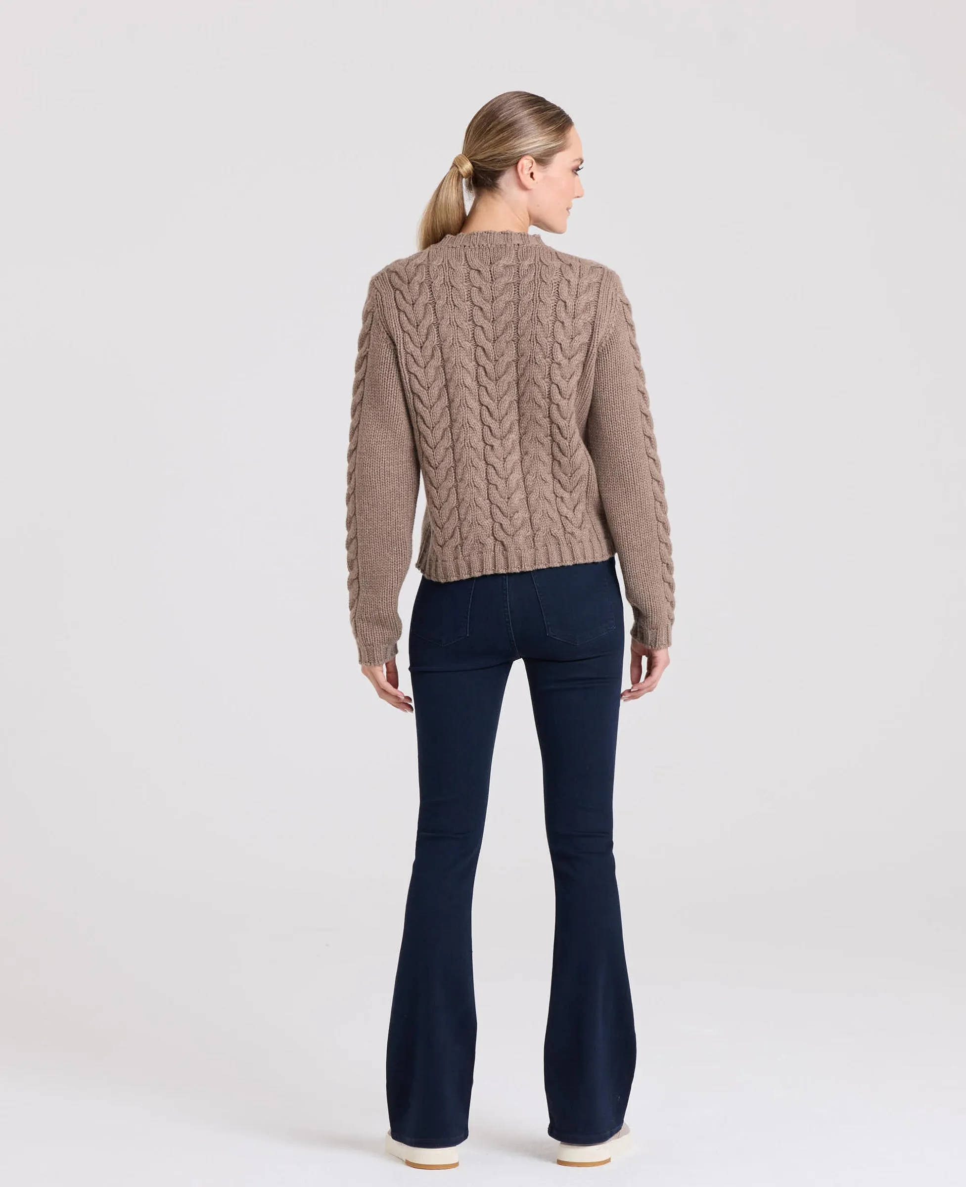 Cashmere Blend Cable Crew Neck Jumper