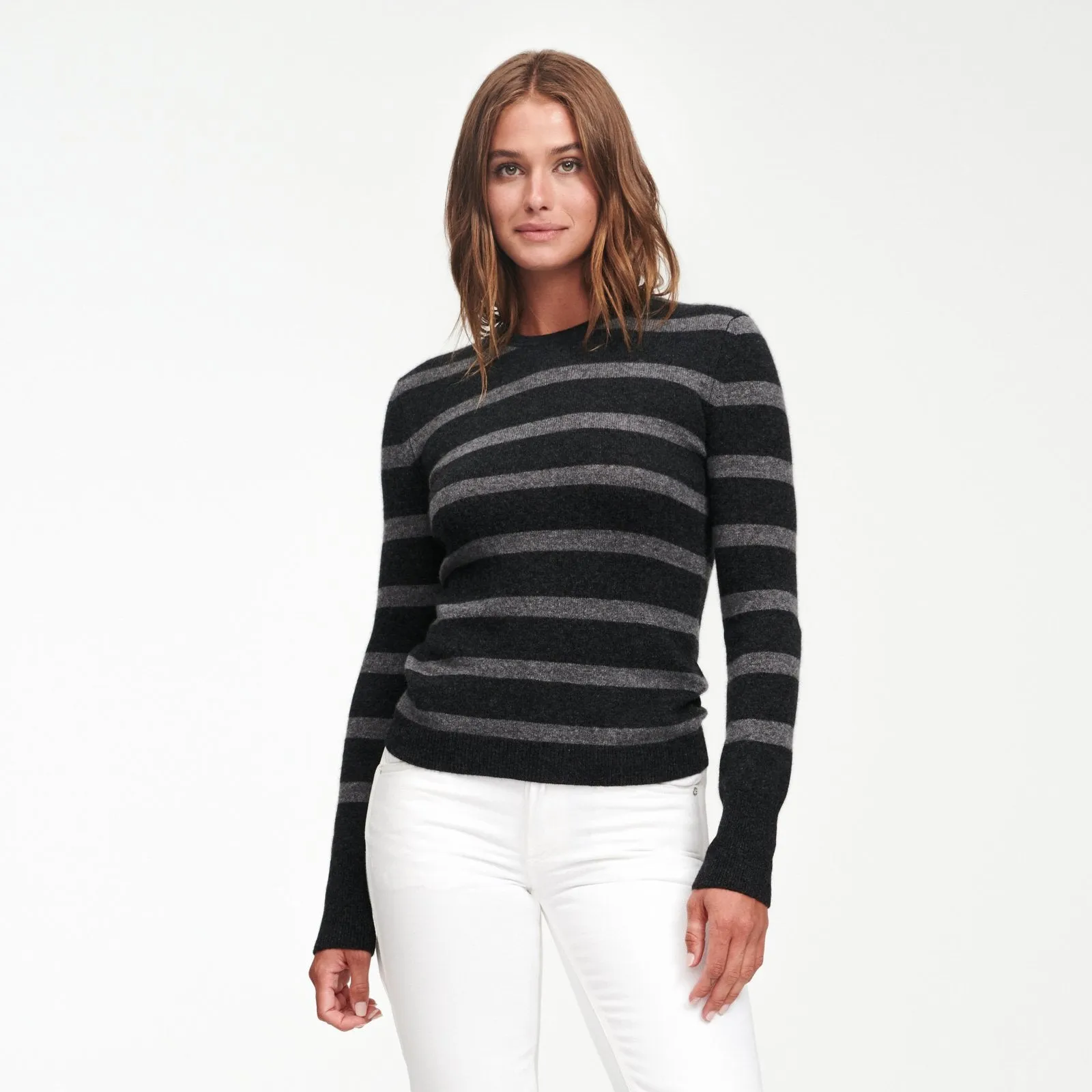 Cashmere Striped Crewneck Sweater