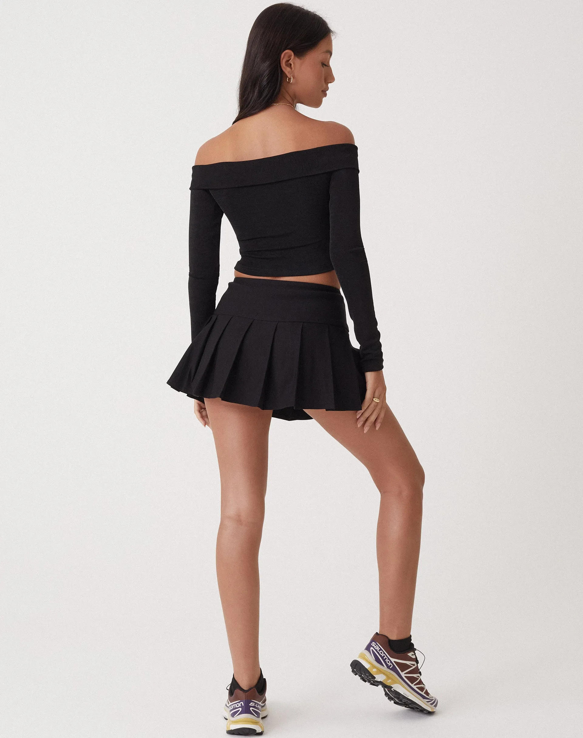 Casini Pleated Micro Skirt in Tailoring Black