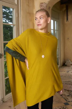 Chartreuse Ribbed Merino Poncho