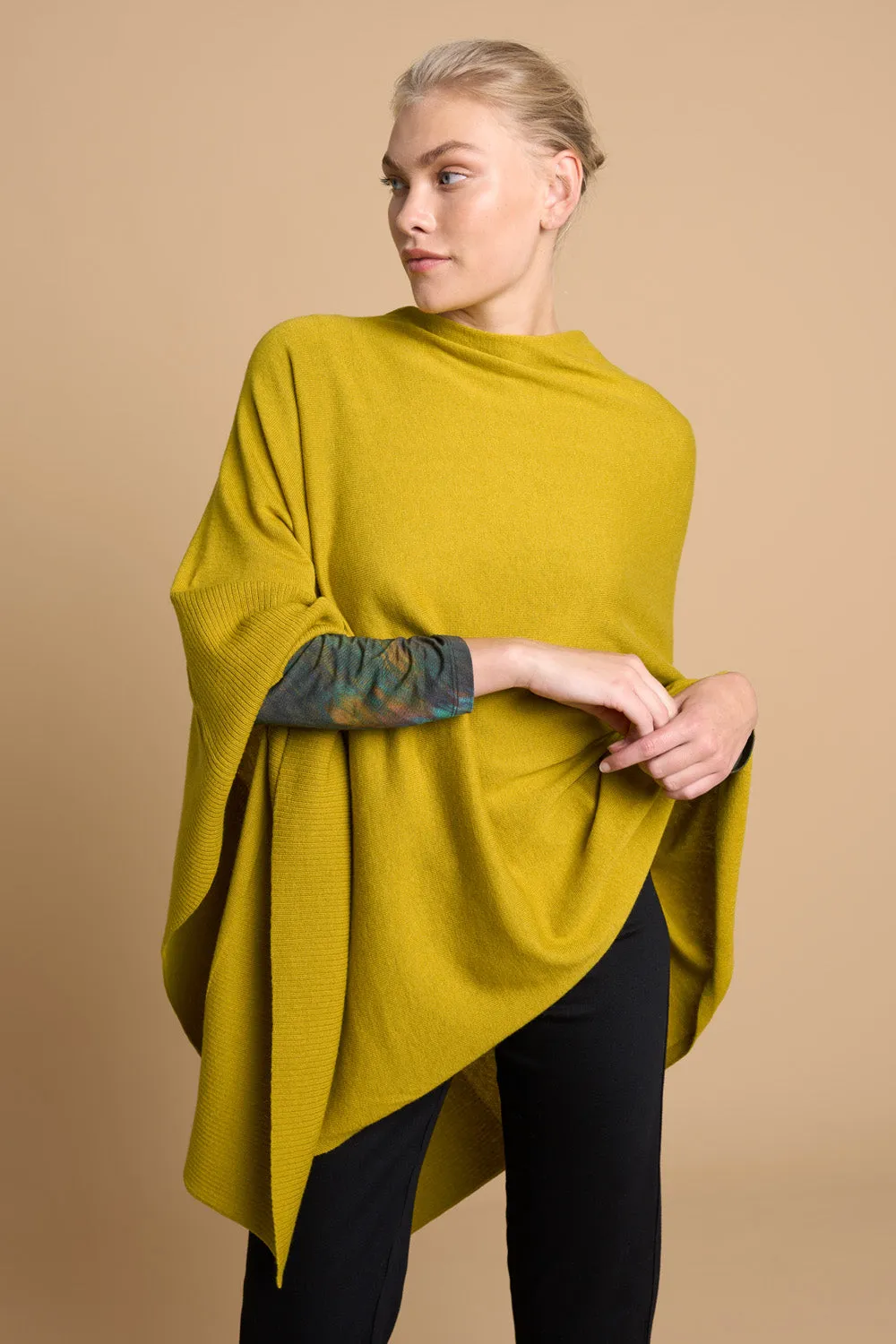 Chartreuse Ribbed Merino Poncho