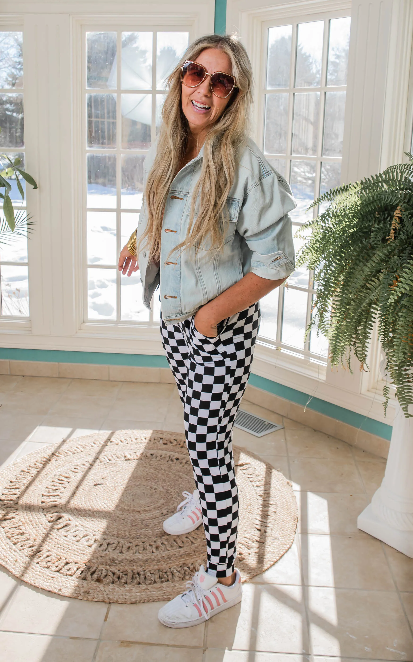 CHECKER PRINT JOGGER PANTS BUTTERY SOFT - Final Sale