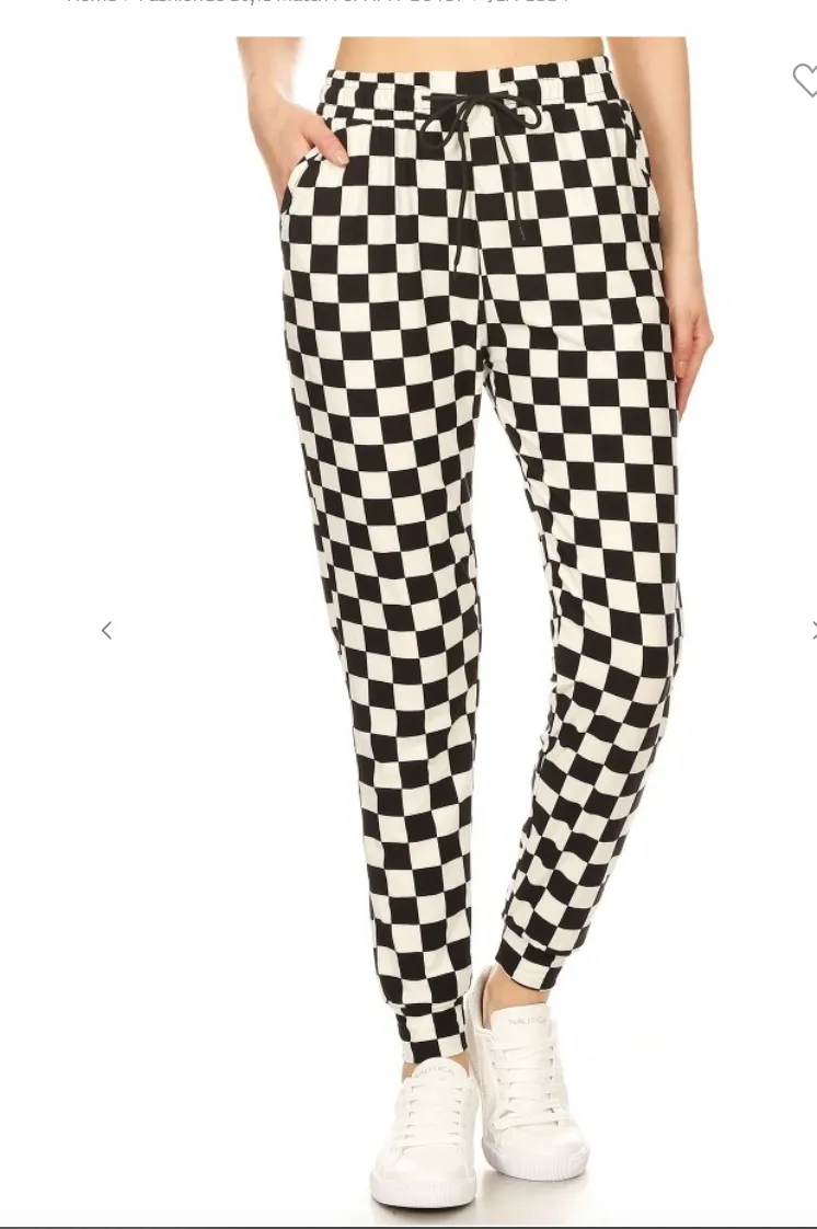 CHECKER PRINT JOGGER PANTS BUTTERY SOFT - Final Sale