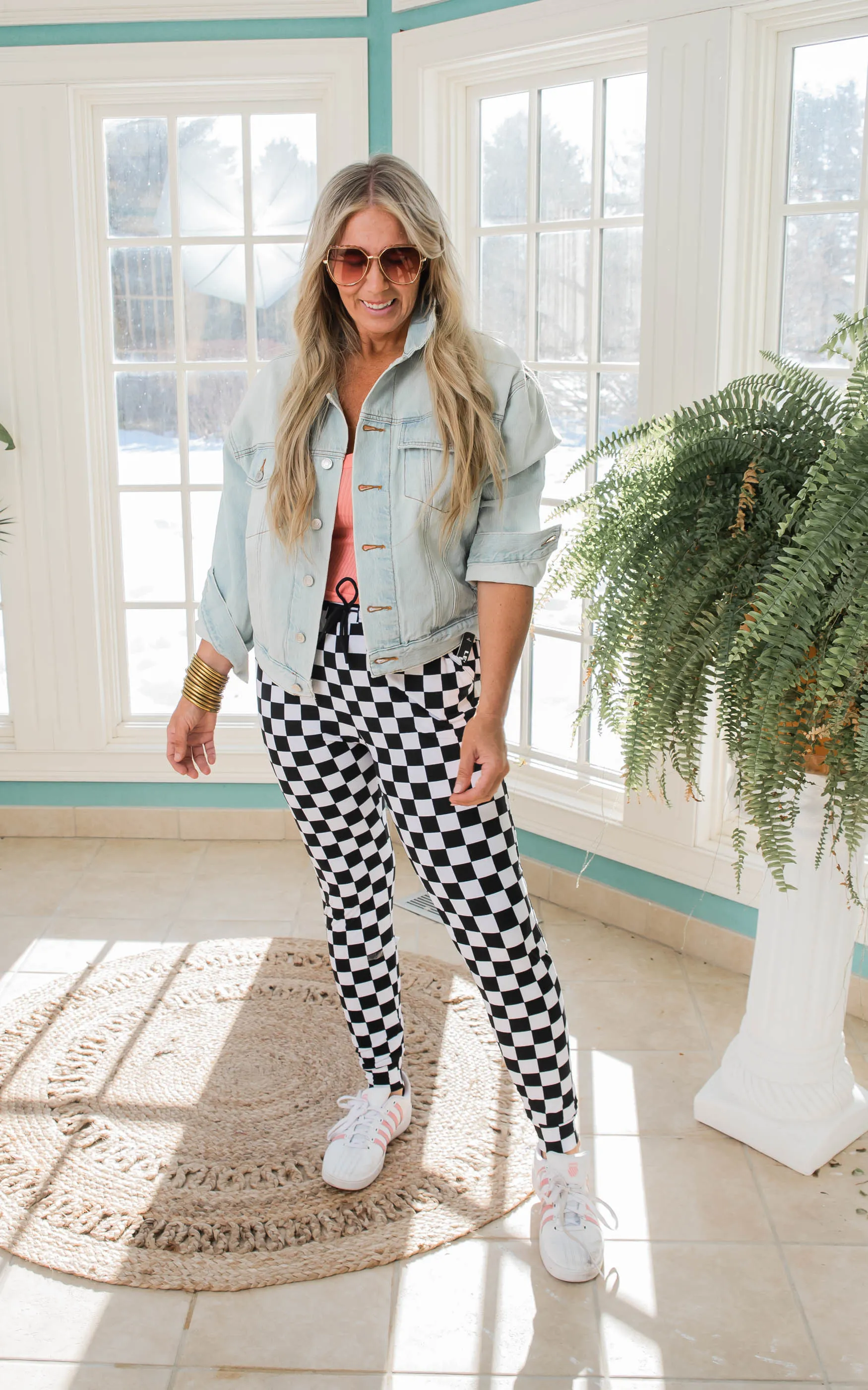 CHECKER PRINT JOGGER PANTS BUTTERY SOFT - Final Sale