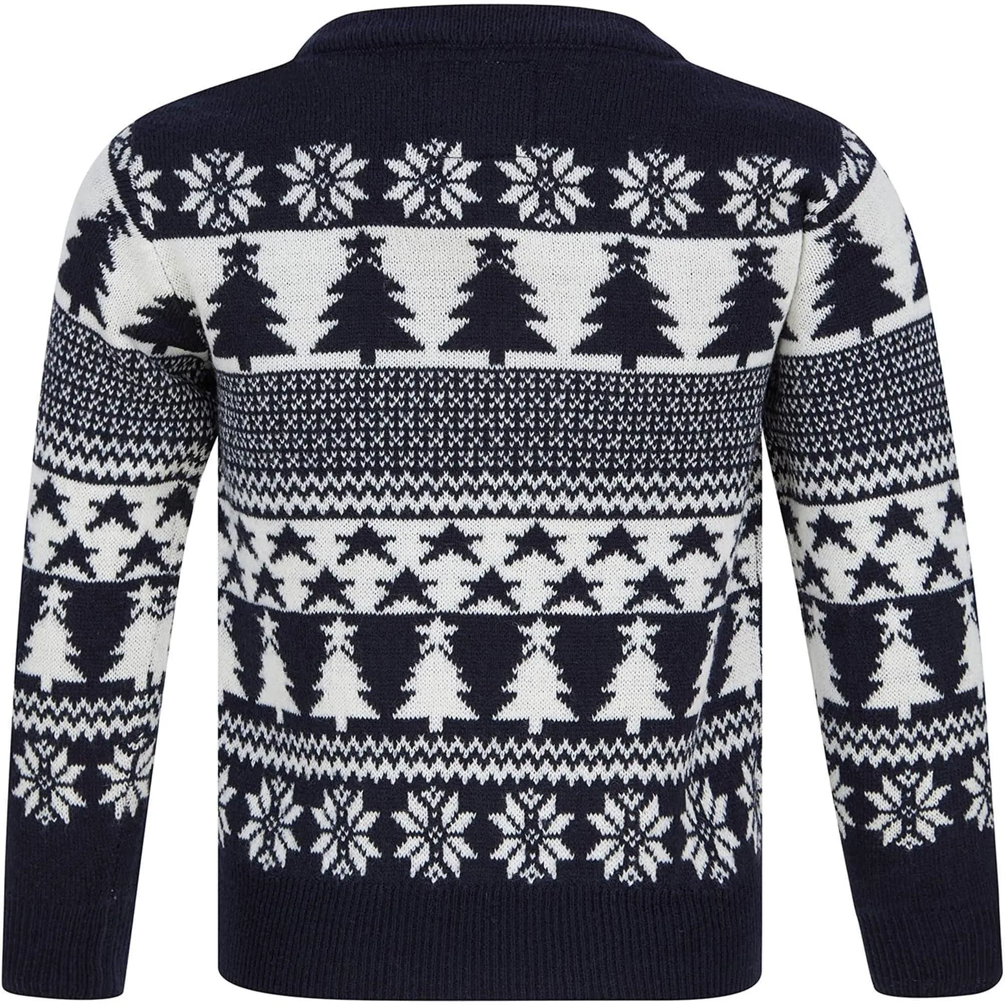 Christmas Star Tree Nordic Fairisle Junior Christmas Jumper - Navy