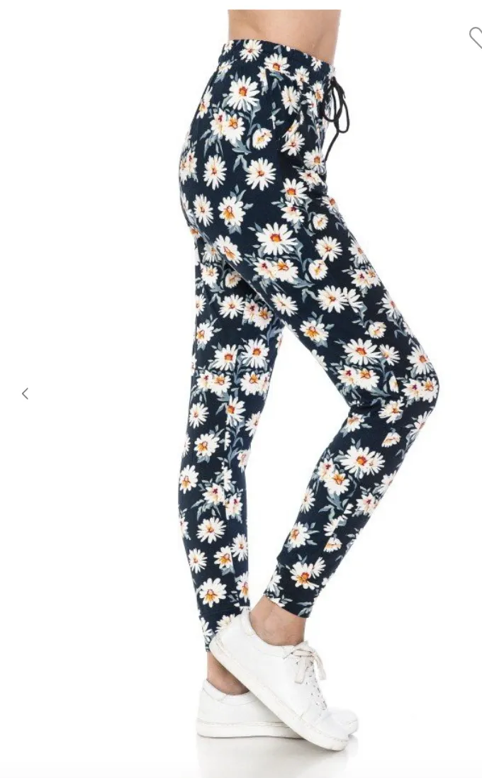 Daisy Flower JOGGER PANTS BUTTERY SOFT - Final Sale