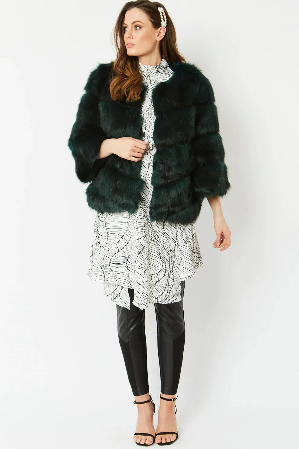 Dark Green Faux Fur Ella Coat