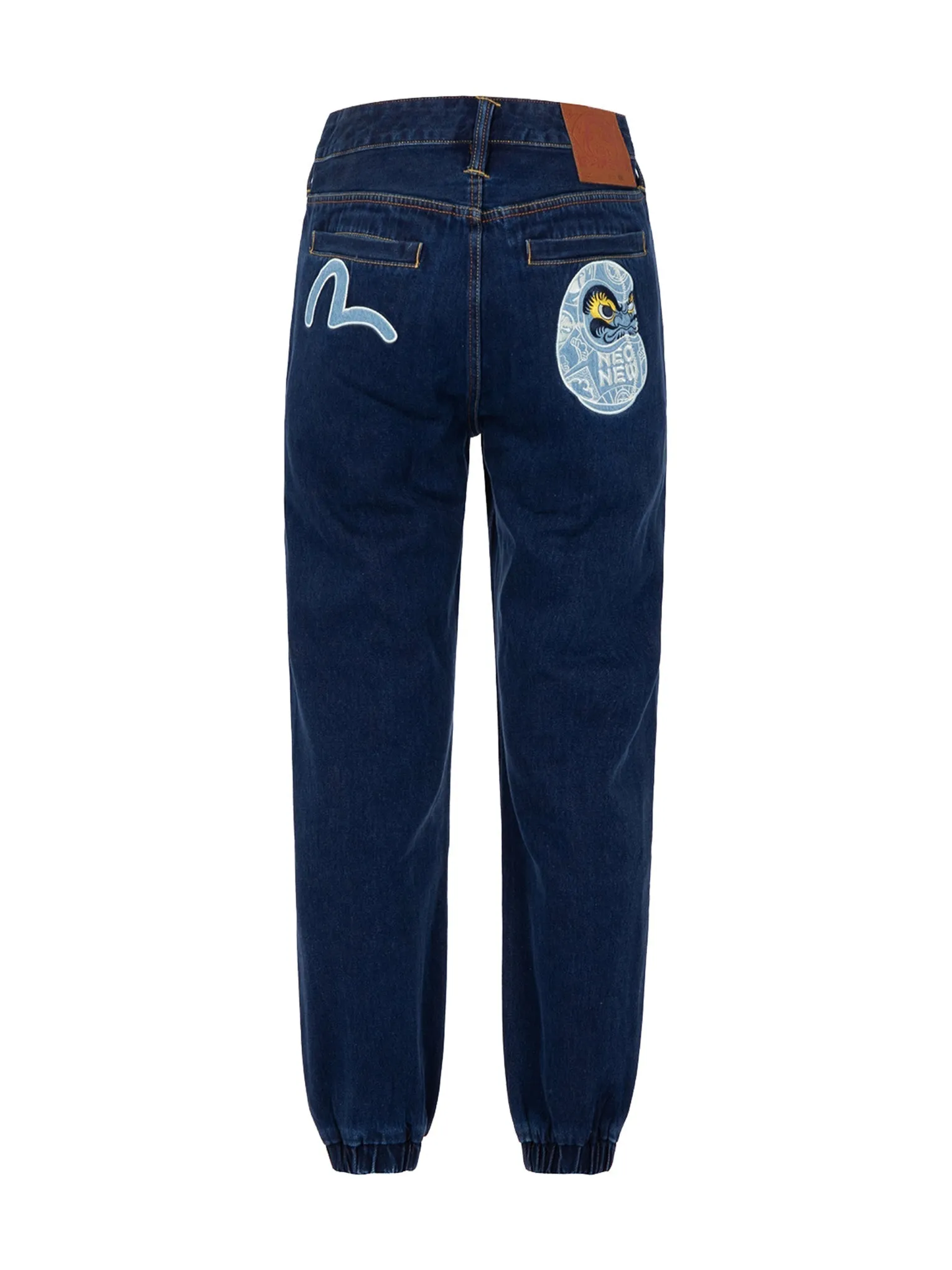 Daruma and Seagull Appliqué Jogger Pants