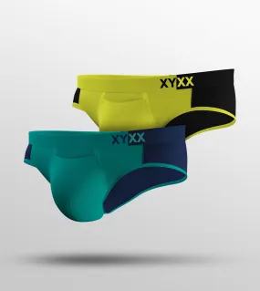 Dualist Modal Briefs Pack of 2 (Aqua Blue, Lime Yellow)